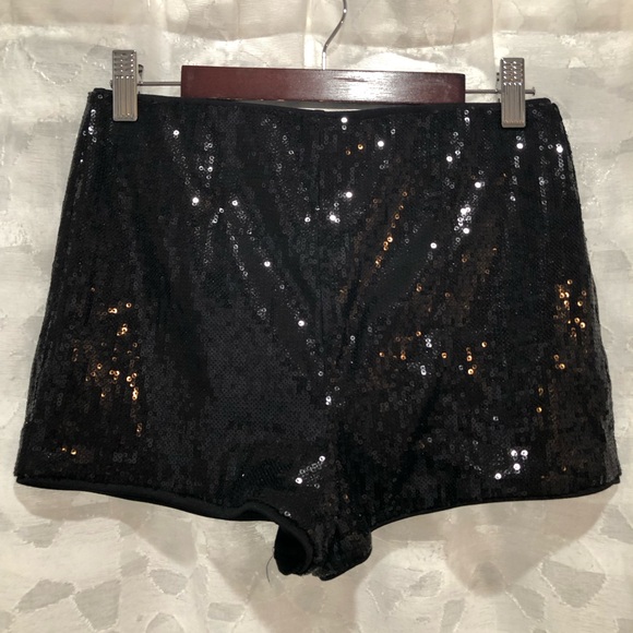Black Sequin Shorts - Picture 1 of 3